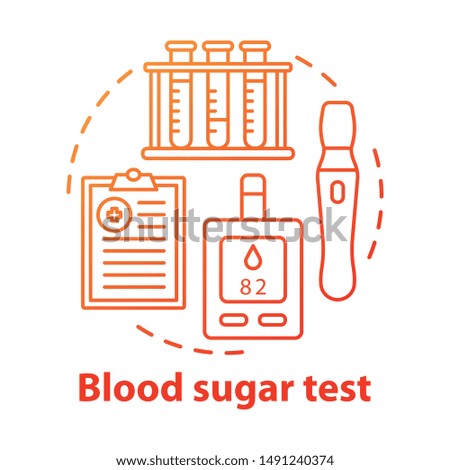 Blood sugar testing devices concept icon. Controlling glucose level idea thin line illustration. Equipment, glucometer for diabetic patients. Vector isolated outline drawing. Editable stroke
