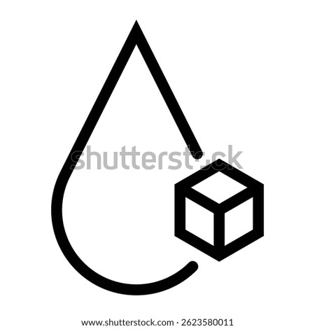 Blood sugar vector icon. Glucose level symbol with blood drop and sugar cube. Medical or diabetes-related sign. Black outline isolated on white background.