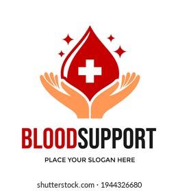 Blood support vector logo template. This design use cross or plus symbol. Suitable for health.