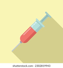 Blood syringe icon flat vector. Corona lab. Nasal doctor