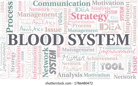 Blood System typography vector word cloud.
