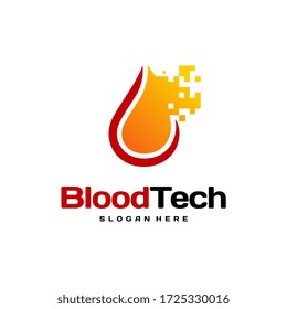  Diseños del logotipo de la tecnología de la sangre para el vector, plantilla de diseños del logotipo de la sanidad, donante de sangre