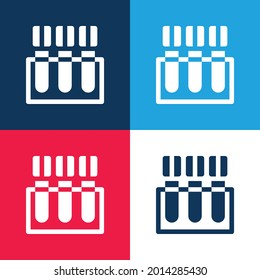 Análisis de sangre azul y rojo cuatro colores conjunto mínimo de iconos