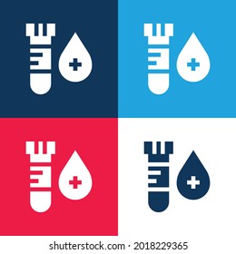 Blood Test blue and red four color minimal icon set