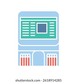 ícone plano de cor do dispositivo de exame de sangue para projetos digitais e de impressão.  Ícones mínimos de limpeza para aplicativos e sites. Ícones simples modernos para UI UX e branding
