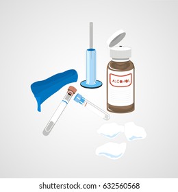 Blood test equipment vector poster