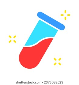 Symbol für die Bluetest-Kolben-Linie. Wissenschaft, Forschung, Chemie, Becherei, Schule, Universität, Unterricht. Vektorfarbsymbol auf weißem Hintergrund für Wirtschaft und Werbung.
