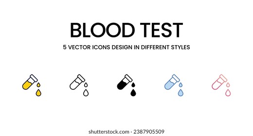 Diseño de iconos de prueba de sangre en estilo Cinco con Stroke editable. Línea, Sólido, Línea plana, Color de tono Duo y Línea de degradado de color. Adecuado para diseño de páginas Web, aplicaciones móviles, UI, UX y GUI.