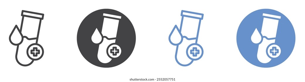 Conjunto de símbolos de línea plana de icono de prueba de sangre.