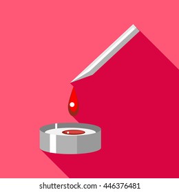 Blood test icon in flat style with long shadow