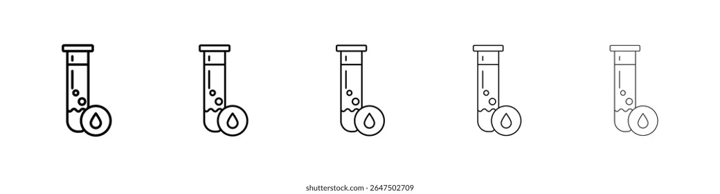Blood test icon graphic set. trendy stroke line style