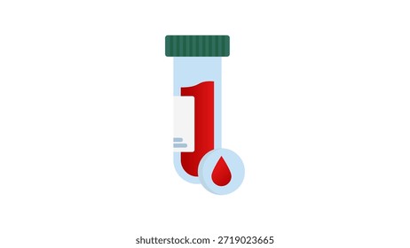 Bluttest-Symbol. Illustration der Blutprobenröhre für Diagnostik, Laboranalyse, Gesundheitswesen. Einfaches und modernes Flachdesign.