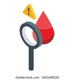 Icono de prueba de sangre vector isométrico. Tubo de laboratorio. Disminución del laboratorio sanguíneo