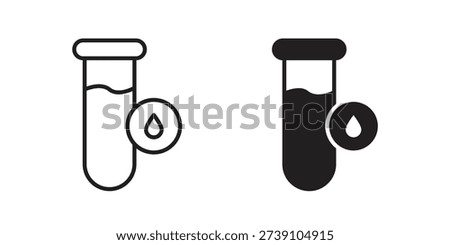 Blood test icon pictogram template, Simple outline and filled style.