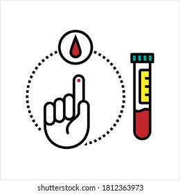 Blood Test Icon, Blood Sample Laboratory Analysis Performed To Detect Specific Blood Components Detail Vector Art Illustration