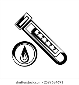 Blood Test Icon, Blood Sample Laboratory Analysis Performed To Detect Specific Blood Components Detail Vector Art Illustration