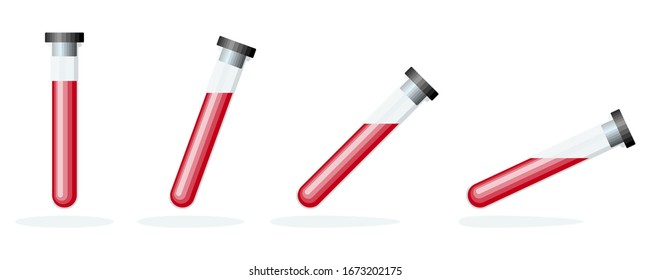 Blood test icon. Blood samples in a glass test tubes. Vector icons isolated. Blood analysis.