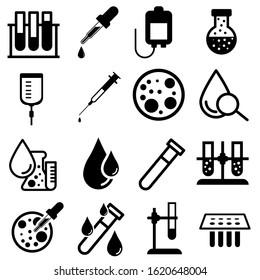 Blood test icon set. analysis illustration sign collection. laboratory symbol.