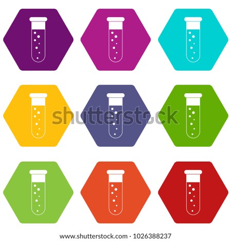 Blood test icon set many color hexahedron isolated on white vector illustration