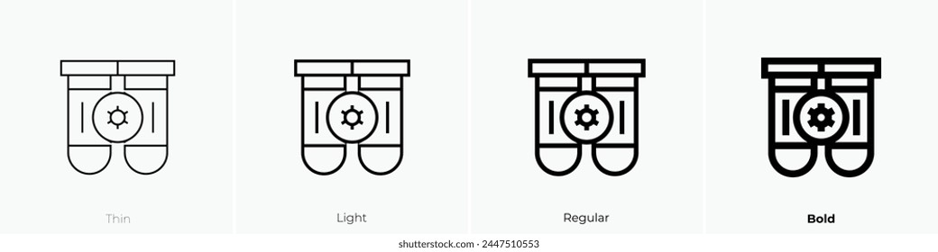 icono del análisis de sangre. Diseño de estilo fino, ligero, regular y audaz aislado sobre fondo blanco