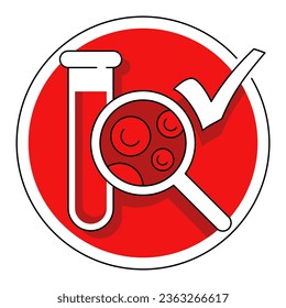 Blood test icon in thin line - Complete blood count CBC icon - information about white and red cells and concentration of hemoglobin and hematocrit