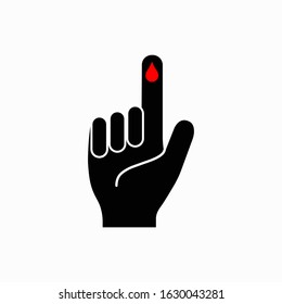 Blood Test Icon Vector Illustration. Hand With Blood Drop Isolated On White Background