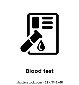 Blood test icon vector isolated on white background, logo concept of Blood test sign on transparent background, filled black symbol