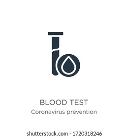Vector de icono de prueba de sangre. Icono de la prueba de sangre plana de la colección Coronavirus Prevention aislado en fondo blanco. La ilustración vectorial se puede utilizar para diseño gráfico web y móvil, logotipo, eps10