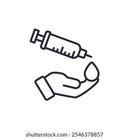 icono de prueba de sangre. Vector. Golpe editable. signo de estilo lineal para uso Diseño web, logotipo. Ilustración de símbolo.