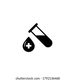 Icono de prueba de sangre, icono de píldora para tu sitio web, logotipo, aplicación, interfaz de usuario, impresión de producto. Icono de ilustración de vector de silueta plana de concepto de prueba de sangre