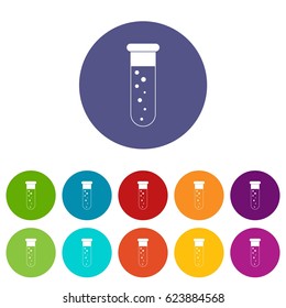 Blood test icons set in circle isolated flat vector illustration