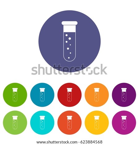 Blood test icons set in circle isolated flat vector illustration