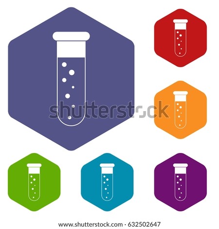 Blood test icons set hexagon isolated vector illustration