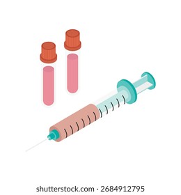 Blood Test  Isometric Vector Illustration 