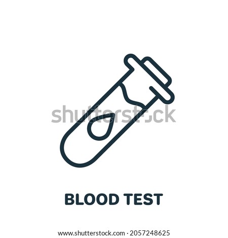 Blood Test Line Icon. Sample for Laboratory Research Linear Pictogram. Medical Exam of Blood Outline Icon. Editable Stroke. Isolated Vector Illustration.