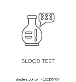 Blood test linear icon. Blood test concept stroke symbol design. Thin graphic elements vector illustration, outline pattern on a white background, eps 10.