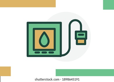 Color de la línea del icono de la máquina de prueba de sangre en medicina de diseño plano y salud con elementos