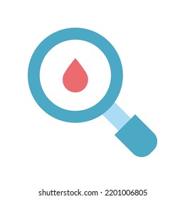 Prueba de sangre, icono de color de magnificación. Ilustración de elementos de color simple. Prueba de sangre, diseño de símbolos de concepto de magnificación a partir del conjunto médico. Se puede usar para web y móvil con fondo blanco