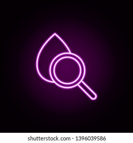 Blood test neon icon. Elements of medical set. Simple icon for websites, web design, mobile app, info graphics