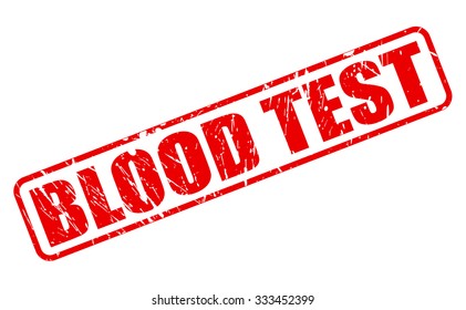 BLOOD TEST red stamp text on white