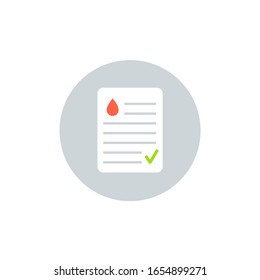 Blood Test Result Lab Report Health Vector Icon. Medical Checklist Patient Paperwork, Blood Test.