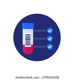 blood test results, blood sample icon