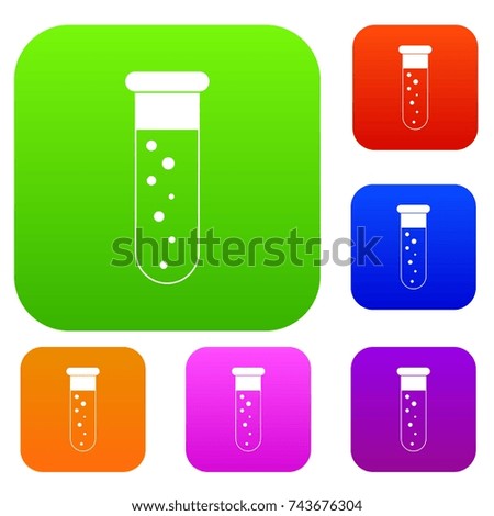 Blood test set icon color in flat style isolated on white. Collection sings vector illustration