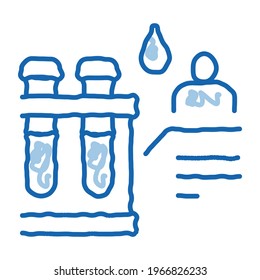 Vektorgrafik der Bluttests Handgezeichnetes Bluthochdruckschild für blaue Doodle-Linie. einzelne Symbolillustration