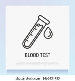 Blood test thin line icon. Laboratory analysis or medical research. Vector illustration.