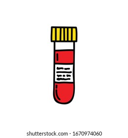 Blood Test Tube Doodle Icon, Vector Illustration