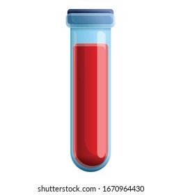 Blood test tube icon. Cartoon of blood test tube vector icon for web design isolated on white background