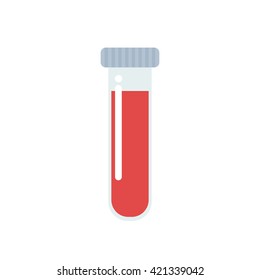 Blood In Test Tube Icon. Vector Illustration