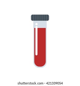 Blood In Test Tube Icon. Vector Illustration