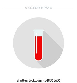 Blood In Test Tube Icon. Vector Illustration